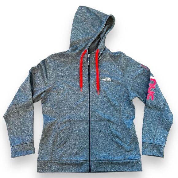 The North Face Tops - The North Face Womens Hoodie Sweatshirt Full Zip Pockets Gray w/ Pink Size Large